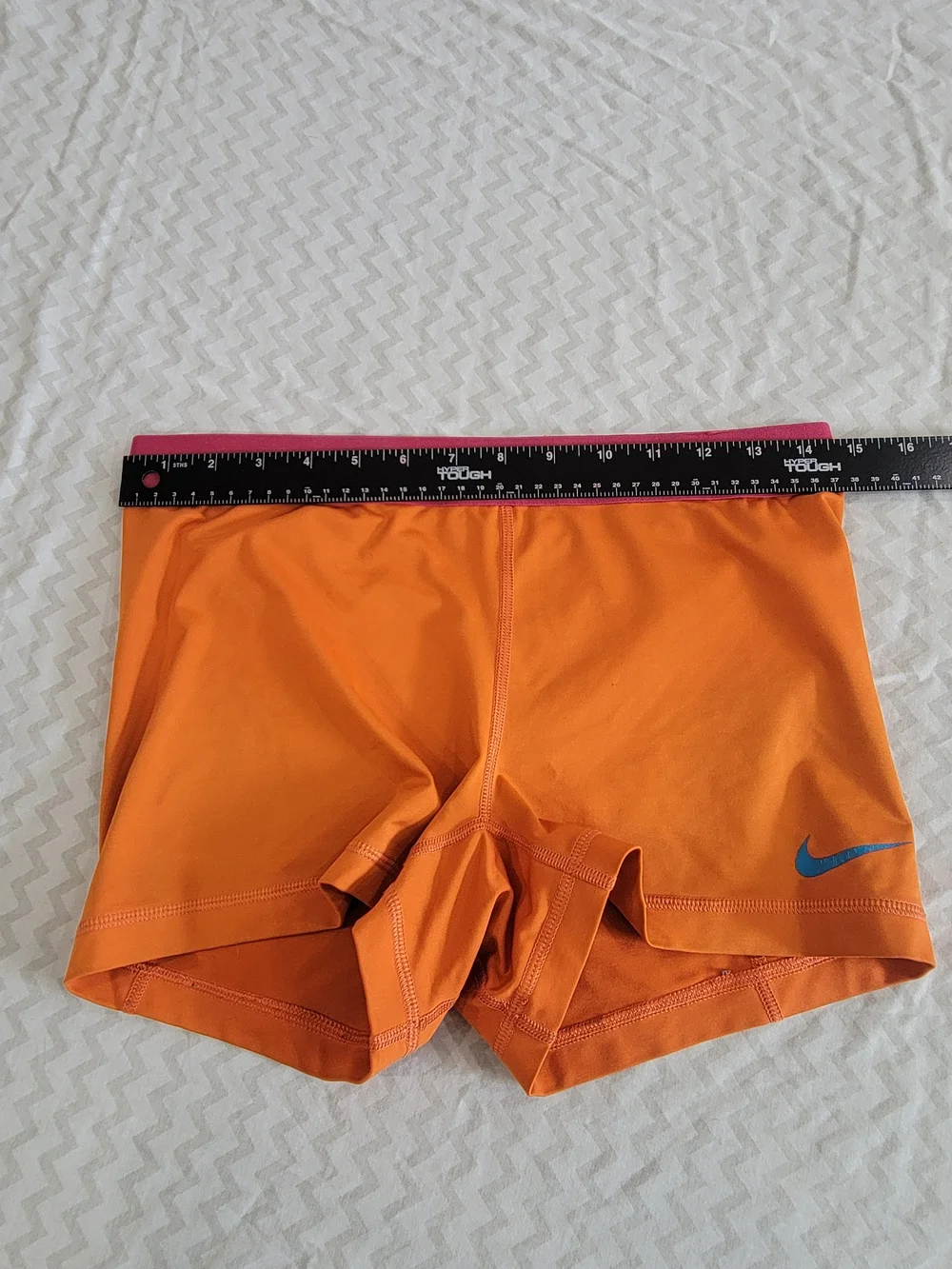Nike Pro Orange Athletic Compression Shorts with Pink Waistband Size Large